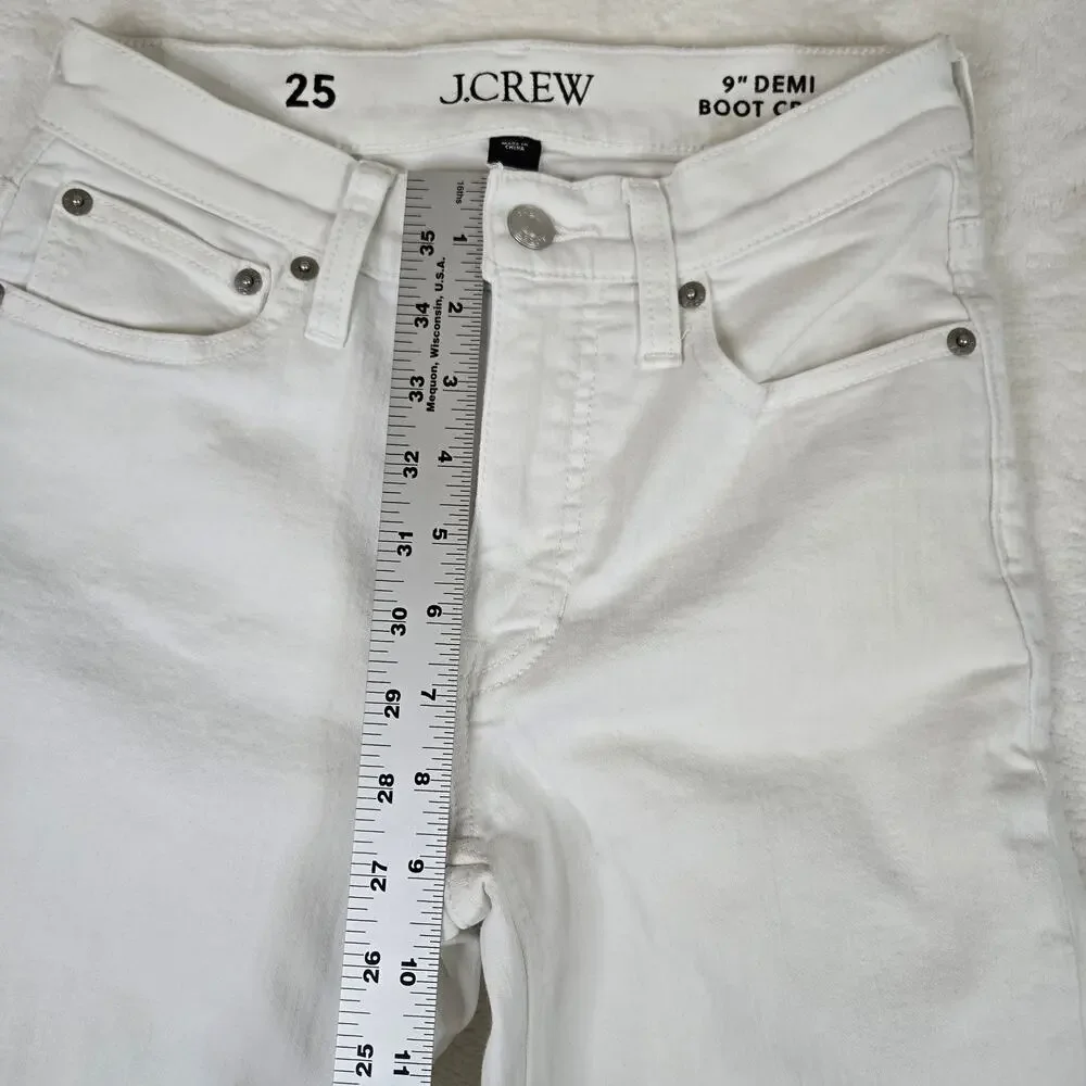 J Crew 9" Demi Boot Crop Jeans White Womens size 25 0694 - Picture 8 of 11